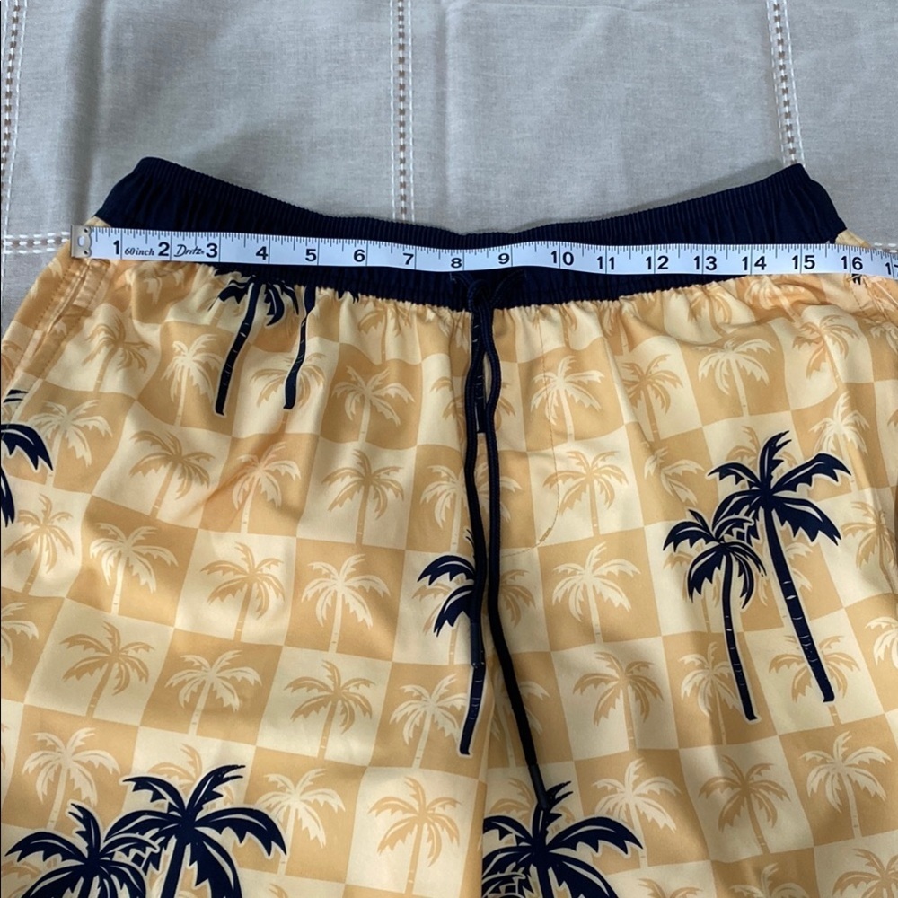 Man Corona Athletic Yellow and Black Shorts with Tropical Design for swim. - Picture 13 of 15
